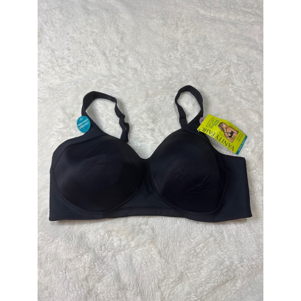 Vanity Fair Sport Bra Womens 38D Black NEW Medium Impact 71500 Underwire